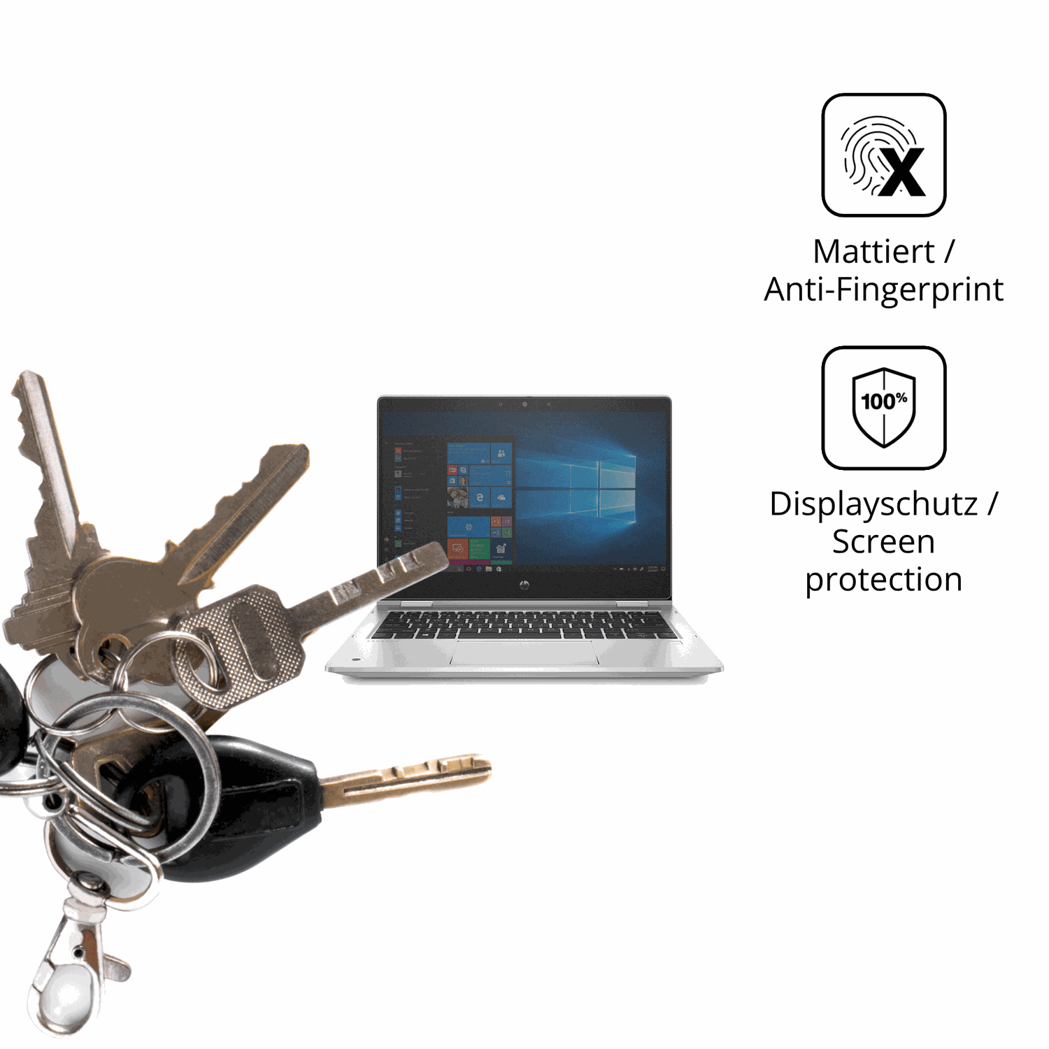 dipos Displayschutz für HP ProBook x360 435 G7, mattierte Oberfläche, Blickschutzfilter und perfekter Passform