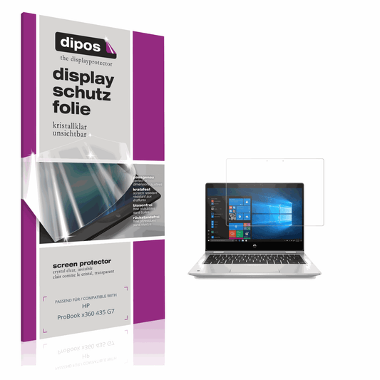 Klare Displayschutzfolie von dipos passend für HP ProBook x360 435 G7, präziser Zuschnitt und blasenfrei montiert