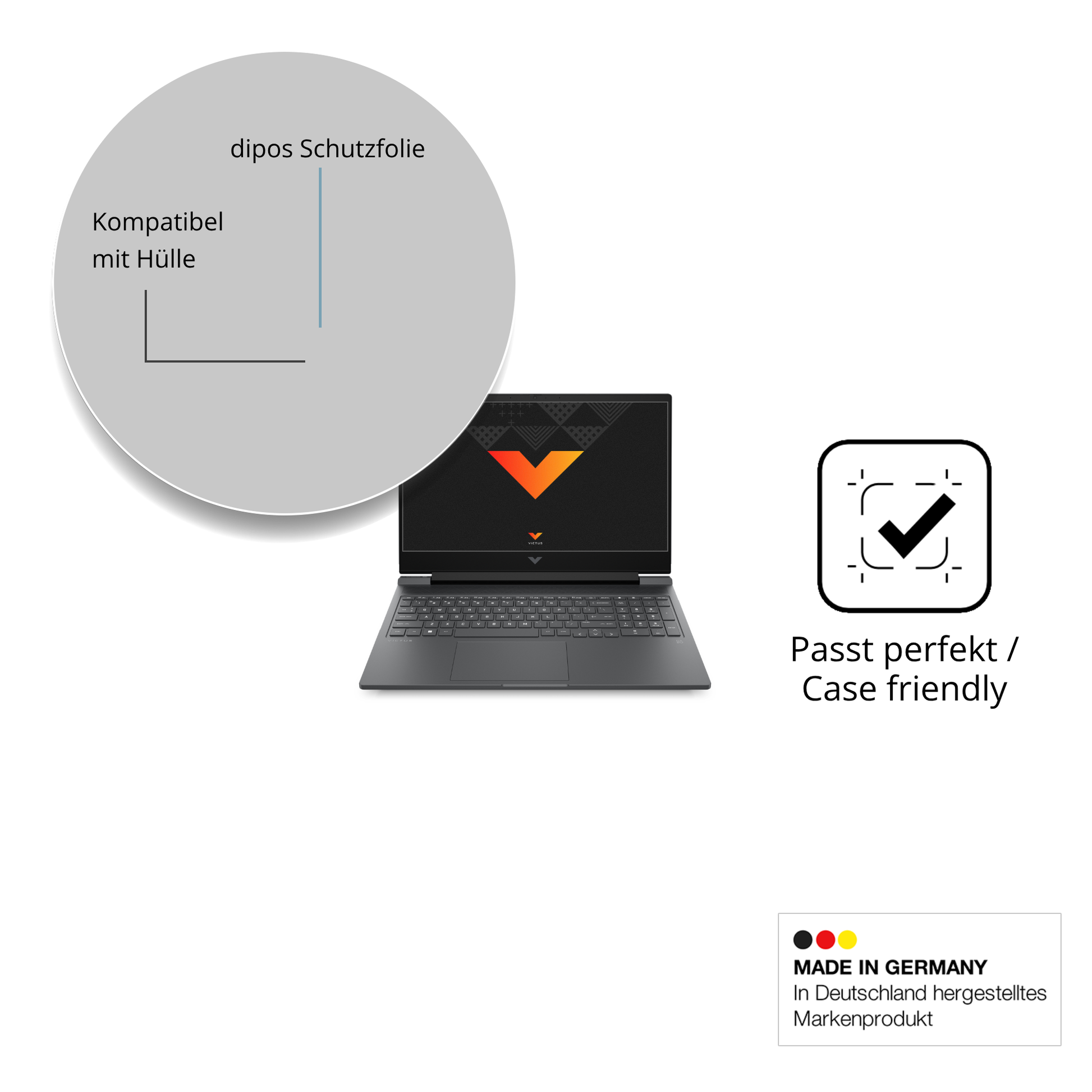 Schutzfolie mit optimaler Passform, zur Verwendung mit Hüllen geeignet
