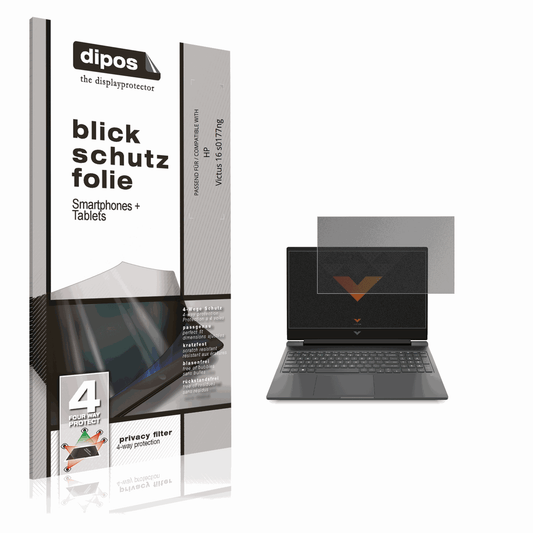 Blickschutzfolie von dipos passend für HP Victus 16 s0177ng, präziser Zuschnitt und blasenfrei montiert