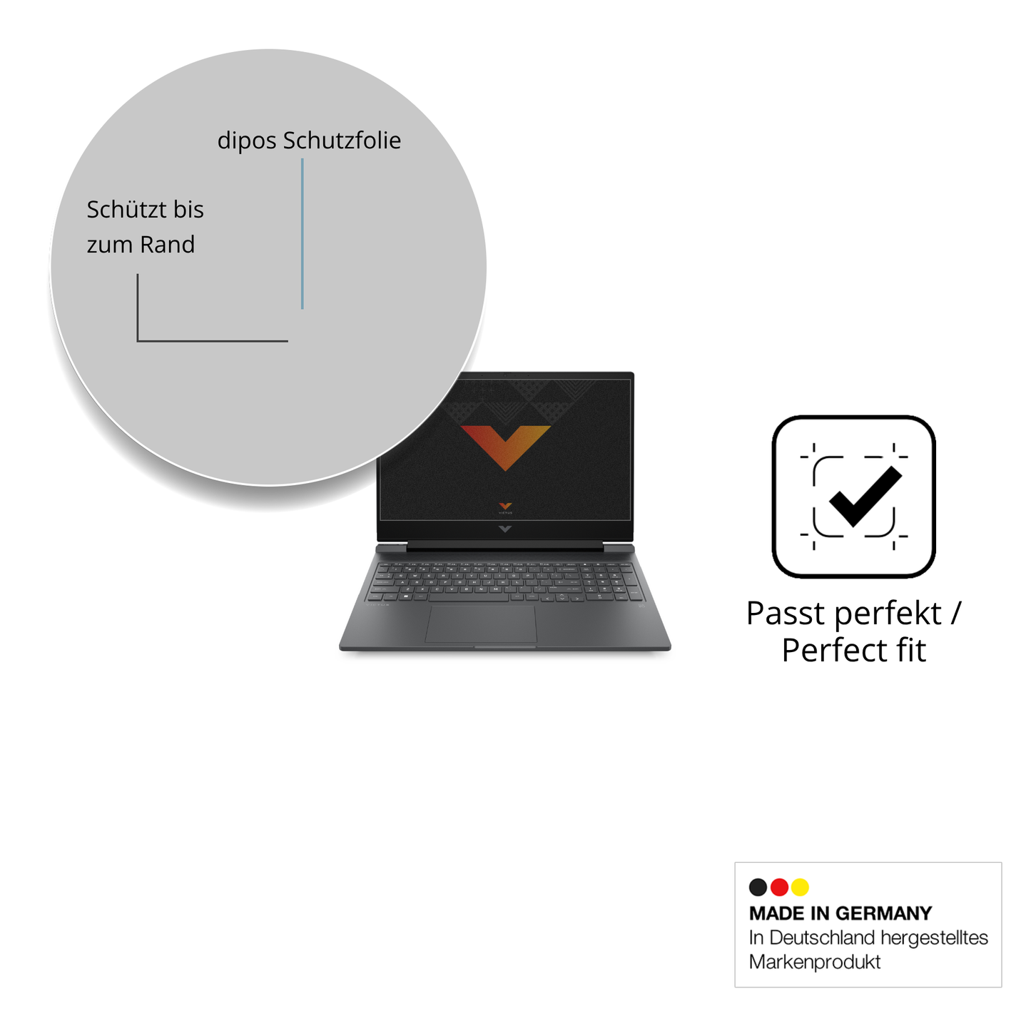 Schutz gegen Kratzer auf dem HP Victus 16 s0177ng Glas durch Schlüssel oder Ähnliches