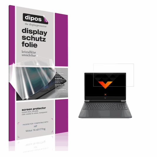 Klare Displayschutzfolie von dipos passend für HP Victus 16 s0177ng, präziser Zuschnitt und blasenfrei montiert