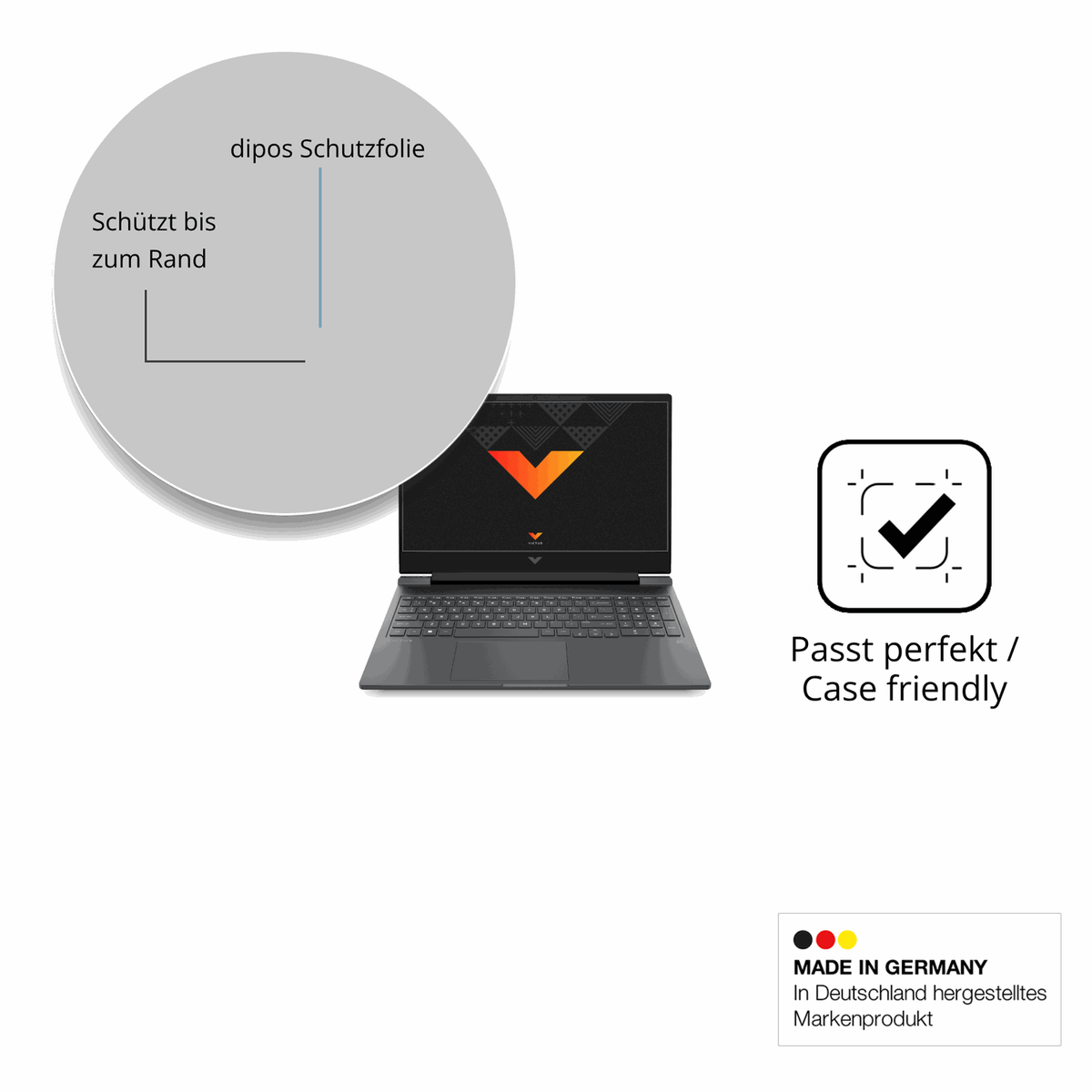 Schutzglasfolie mit optimaler Passform, zur Verwendung mit Hüllen geeignet