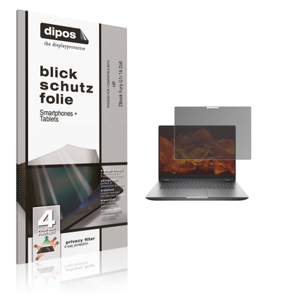 Blickschutzfolie von dipos passend für HP ZBook Fury G1i 16 Zoll, präziser Zuschnitt und blasenfrei montiert