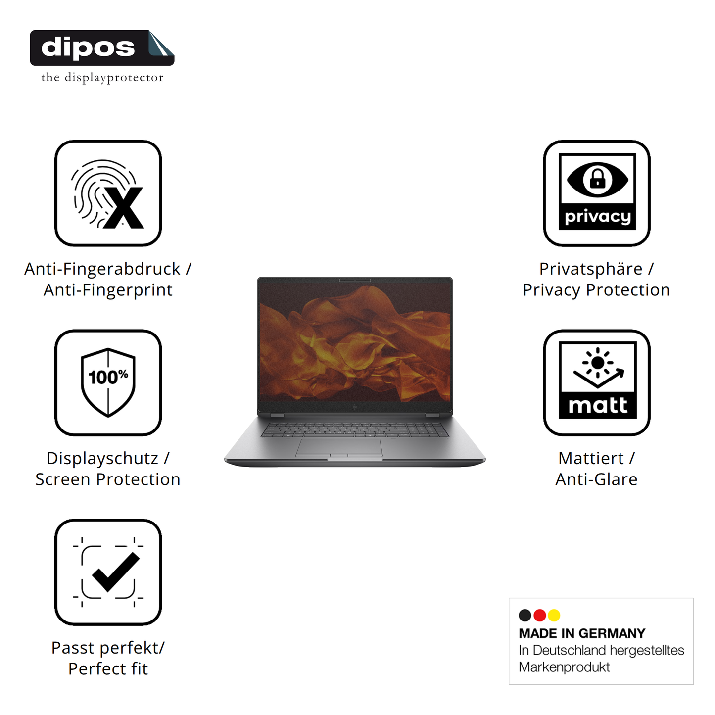 Privatsphäre-Schutz durch Sichtschutz-Folie passend zugeschnitten für HP ZBook Fury G1i 16 Zoll