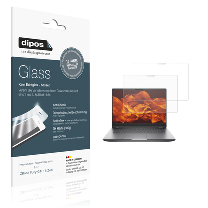 Matte Displayschutzfolie von dipos passend für HP ZBook Fury G1i 16 Zoll, 9H kratzfest und blasenfrei montiert