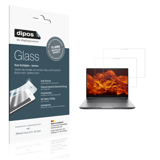 Klare Displayschutzfolie von dipos passend für HP ZBook Fury G1i 16 Zoll, 9H kratzfest und blasenfrei montiert