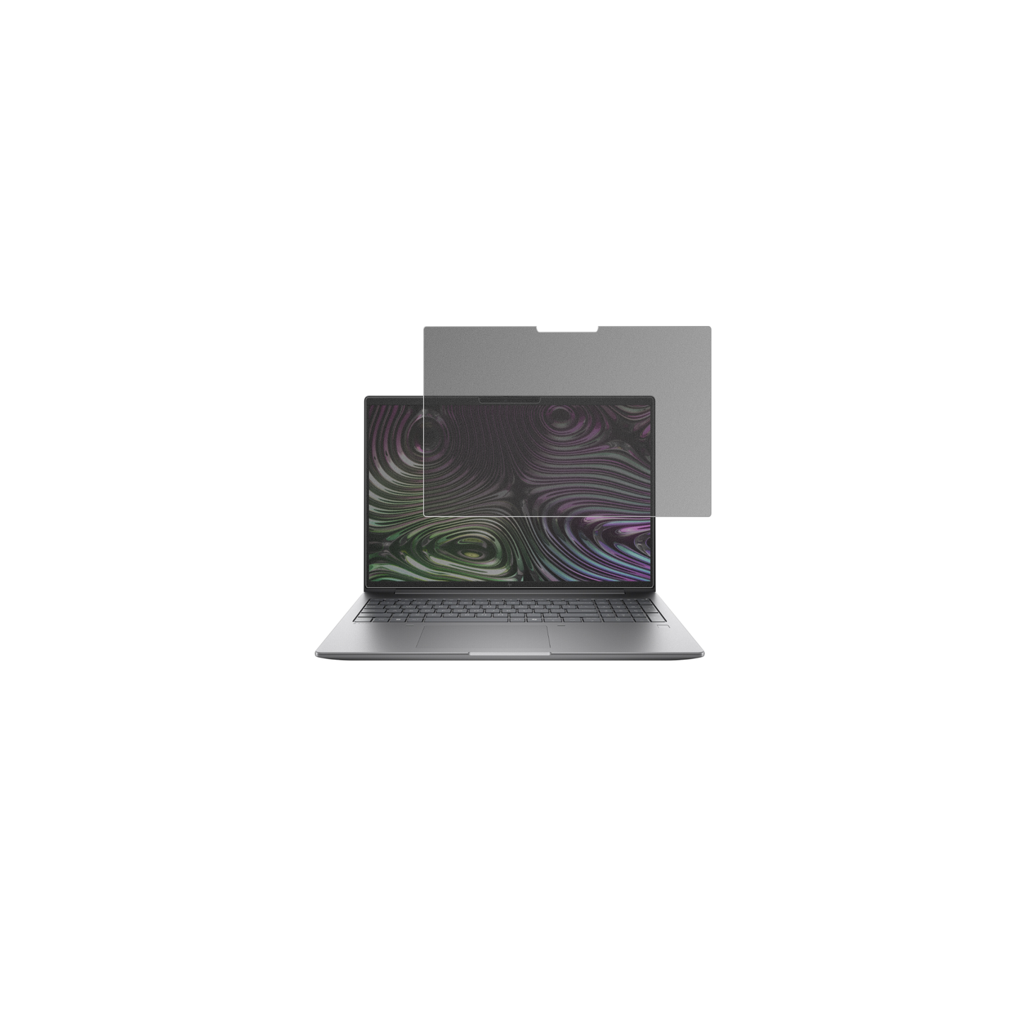 HPZbook X G1i 16 Zoll mit aufgebrachtem dipos Displayschutz, der seitliche Einblicke blockiert