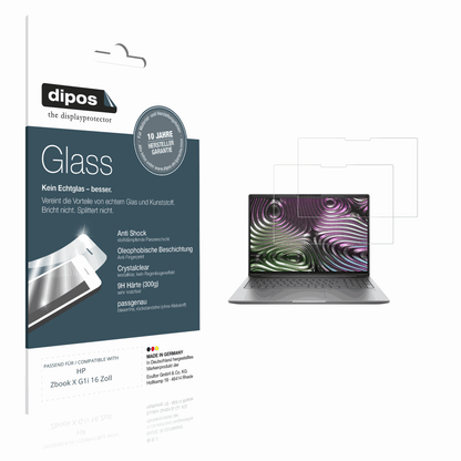 Klare Displayschutzfolie von dipos passend für HP Zbook X G1i 16 Zoll, 9H kratzfest und blasenfrei montiert