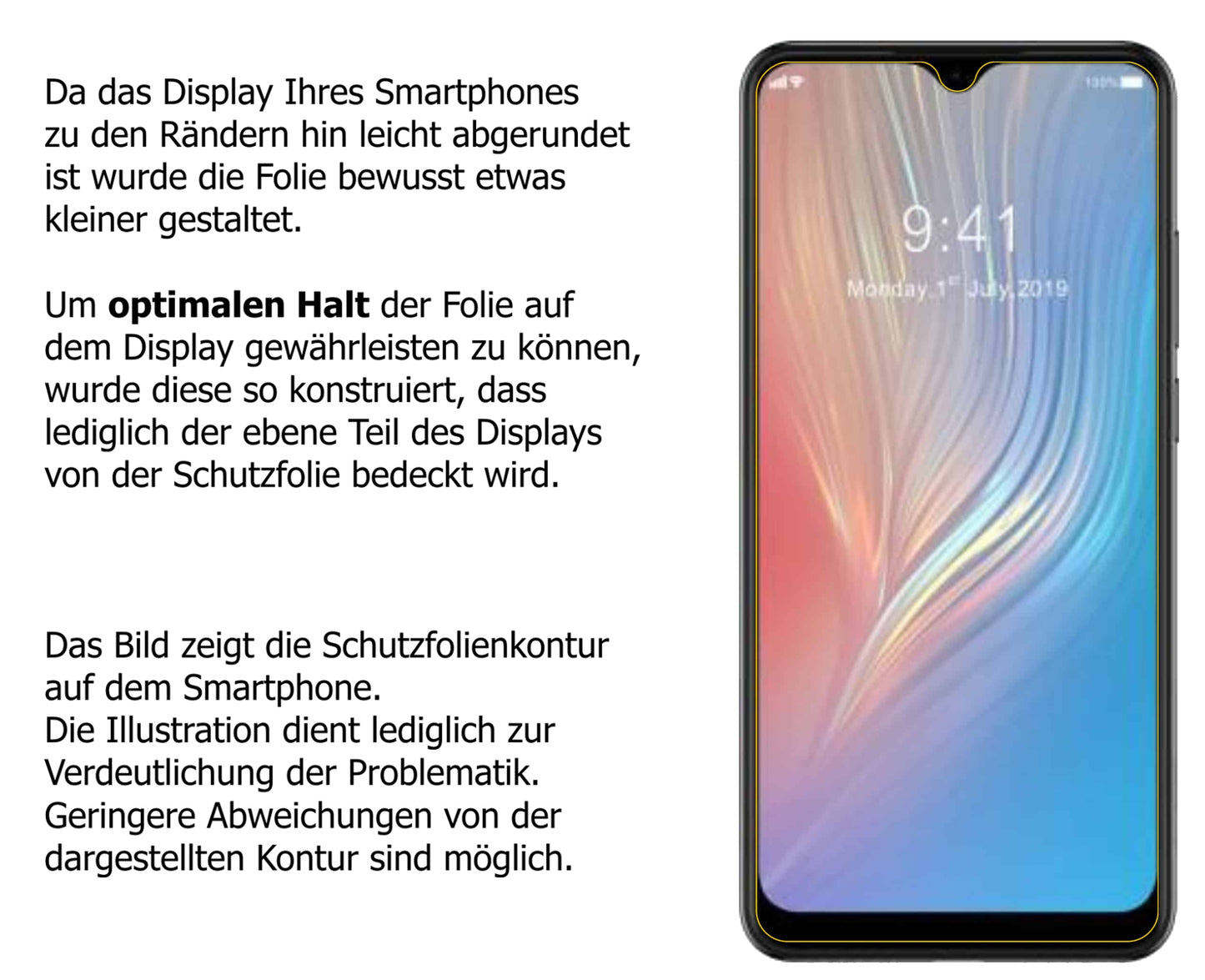 dipos Displayschutz für HTC Wildfire X, transparente Oberfläche, perfekte Passform auch für die Rundungen