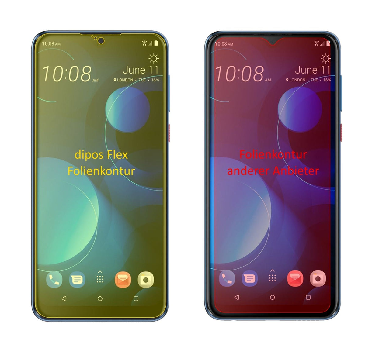 3x Full Cover Screen Protector for HTC Desire 19 Plus – Covers Curved Edges | dipos