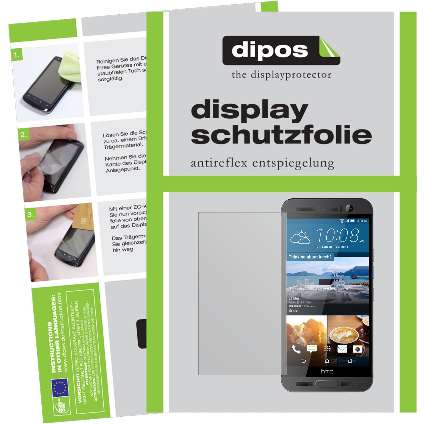 Mattes Panzerglas: Schutz vor Brüchen, Fingerabdrücken und Bildschirmblendung für HTC-One M9 Plus