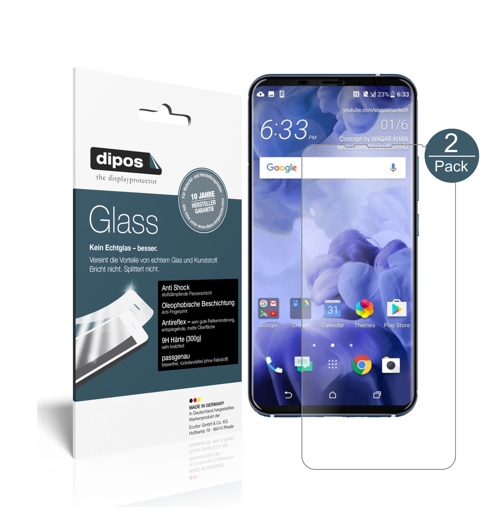 Mattes Panzerglas: Schutz vor Brüchen, Fingerabdrücken und Bildschirmblendung für HTC-U11 Plus