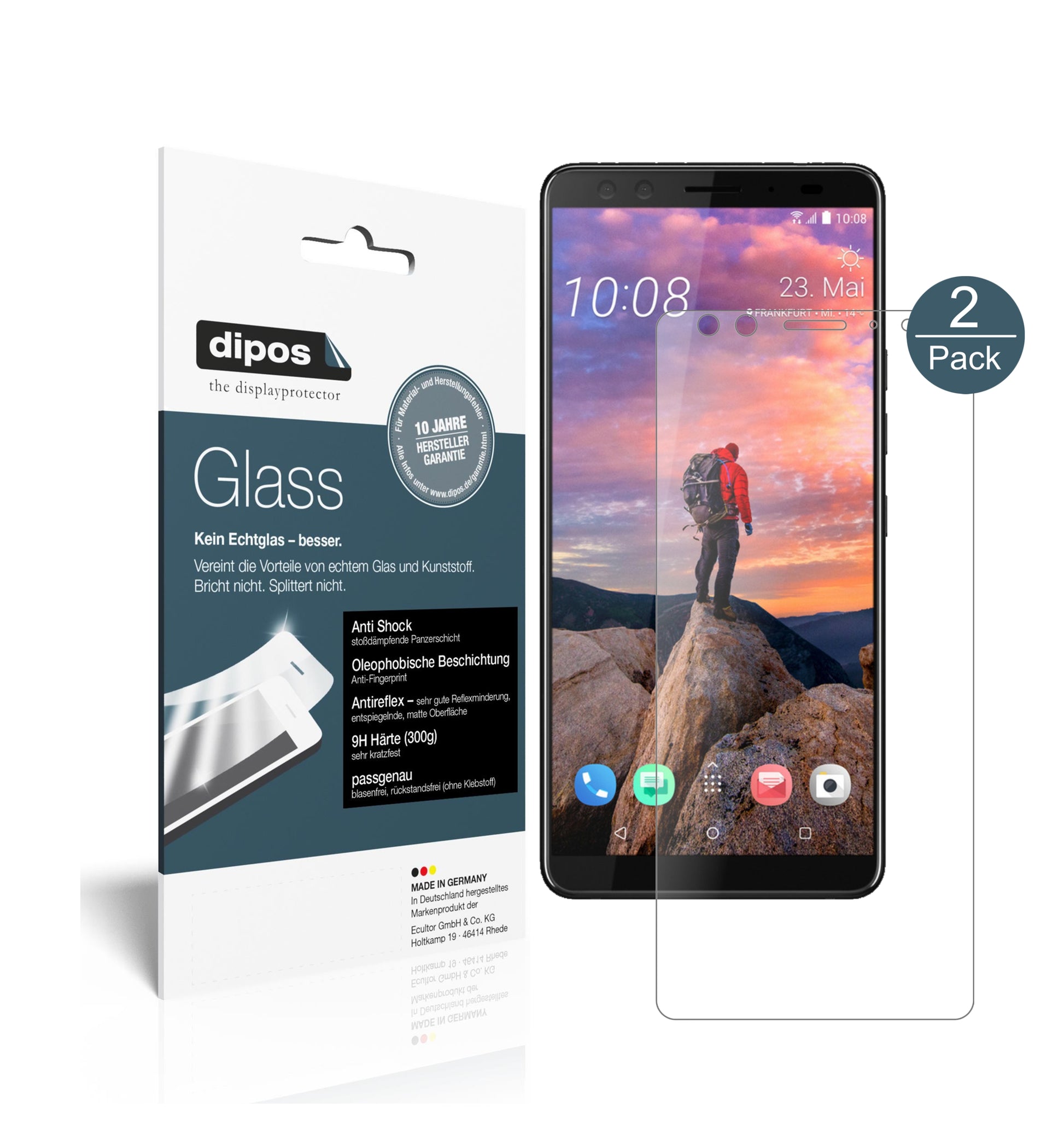Mattes Panzerglas: Schutz vor Brüchen, Fingerabdrücken und Bildschirmblendung für HTC-U12 Plus