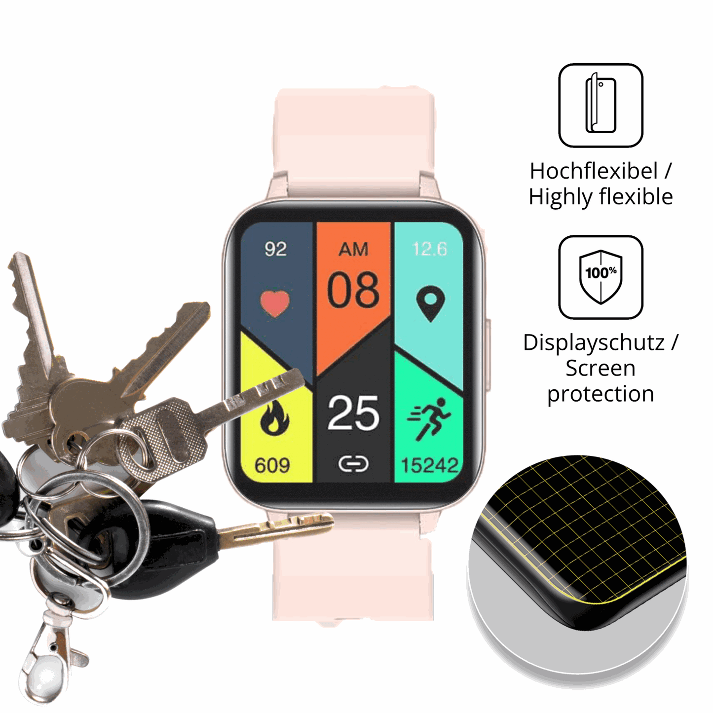 dipos Displayschutz für Huakua G20 1.69, transparente Oberfläche, perfekte Passform auch für die Rundungen