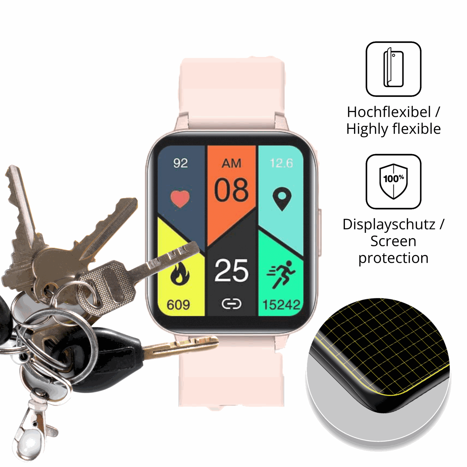 dipos Displayschutz für Huakua G20 1.69, transparente Oberfläche, perfekte Passform auch für die Rundungen