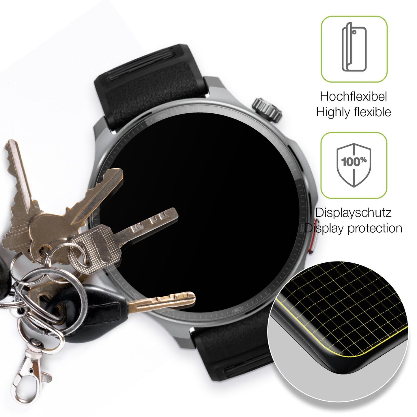dipos Displayschutz für Huami Amazfit Balance 2 XT, transparente Oberfläche, perfekte Passform auch für die Rundungen