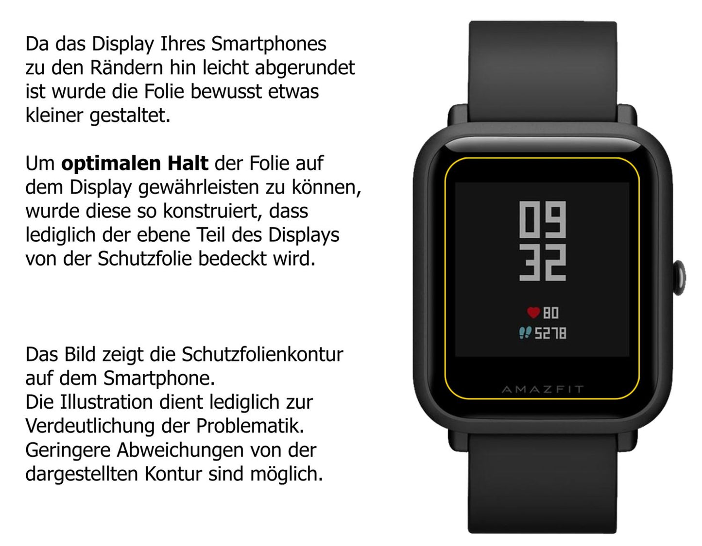 Privatsphäre-Schutz durch Sichtschutz-Folie passend zugeschnitten für Huami Amazfit Bip S