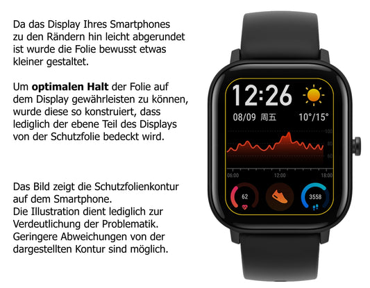 Dünne und klare Folie passend zugeschnitten für Huami Amazfit GTS