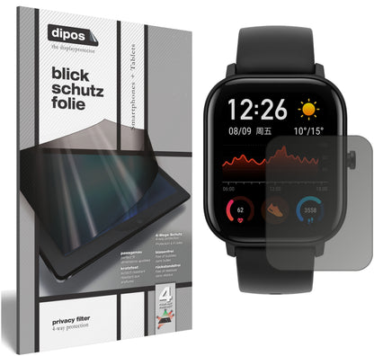 Blickschutzfolie von dipos passend für Huami Amazfit GTS, präziser Zuschnitt und blasenfrei montiert