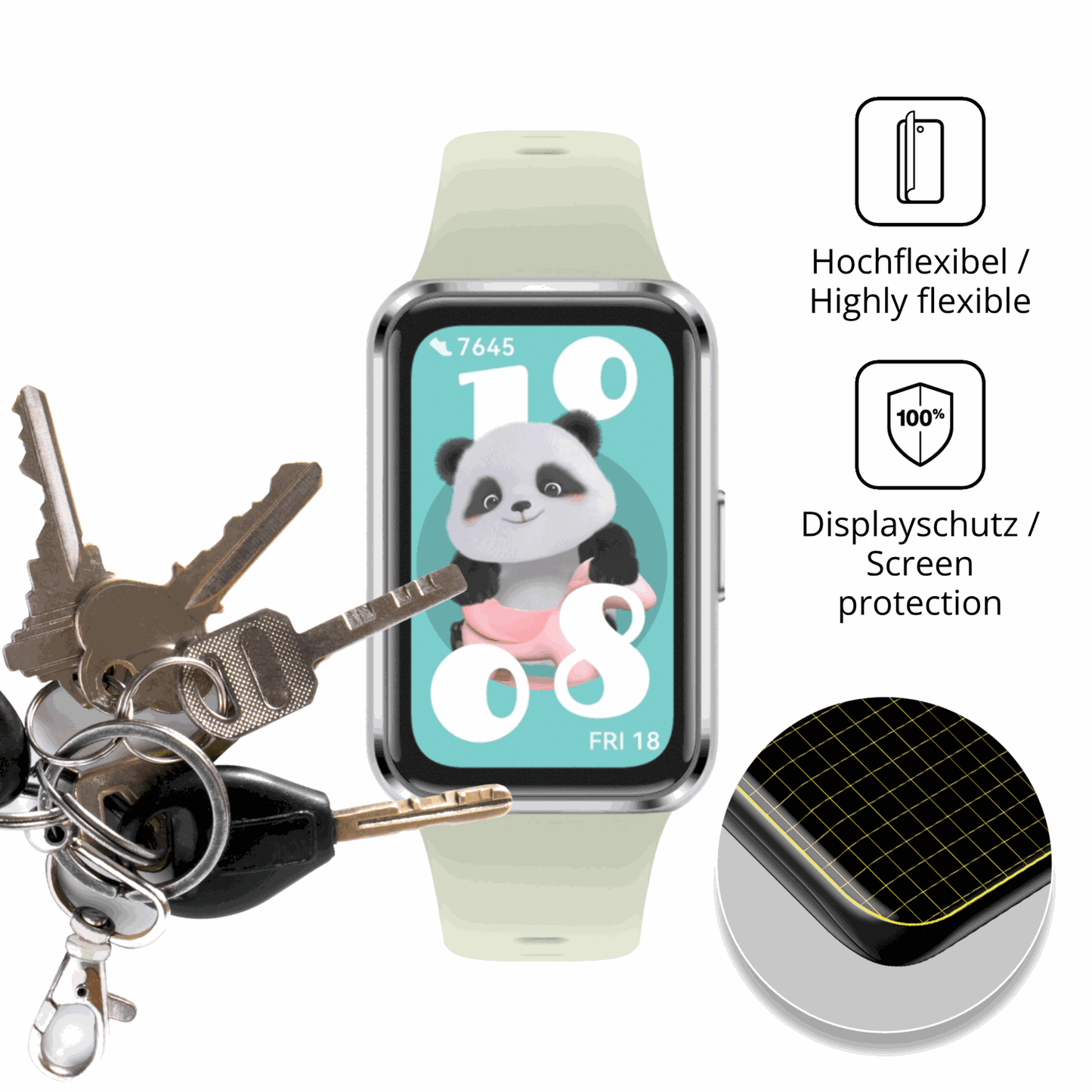 dipos Displayschutz f�r Huawei Band 11, transparente Oberfl�che, perfekte Passform auch f�r die Rundungen