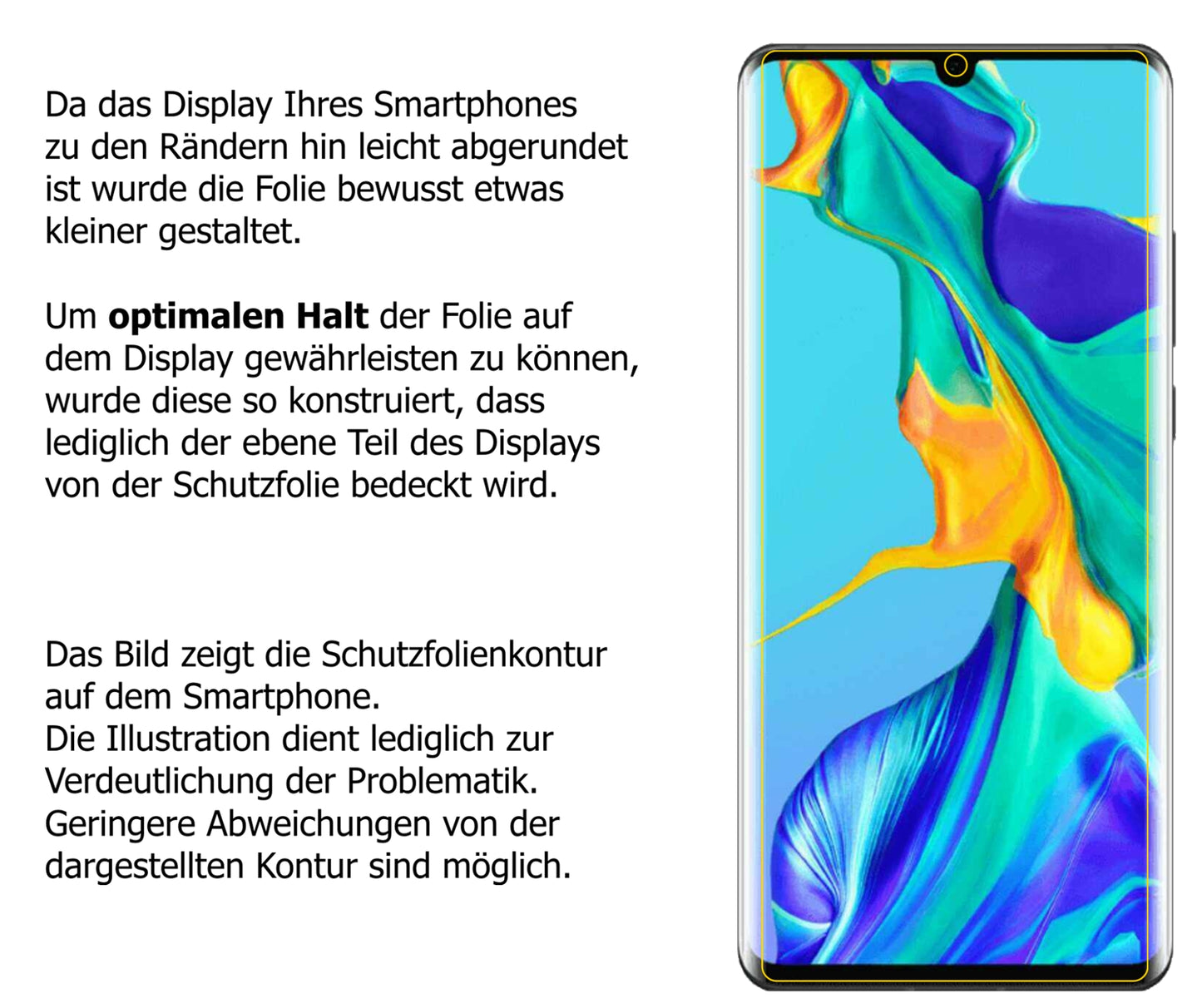 dipos Displayschutz für Huawei P30 Pro (2020), transparente Oberfläche, perfekte Passform auch für die Rundungen