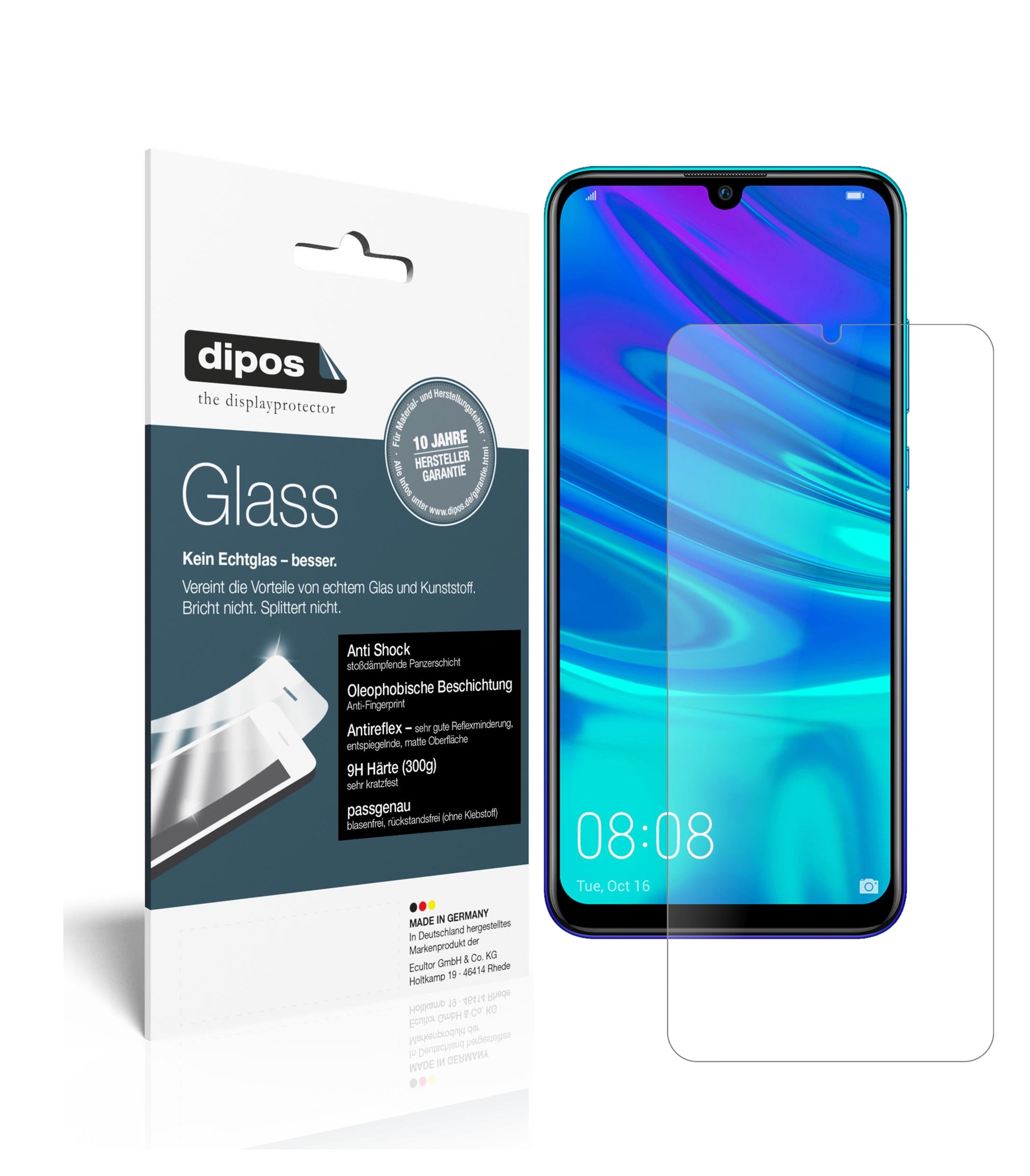 Matte Displayschutzfolie von dipos passend für Huawei Enjoy 9S, 9H kratzfest und blasenfrei montiert