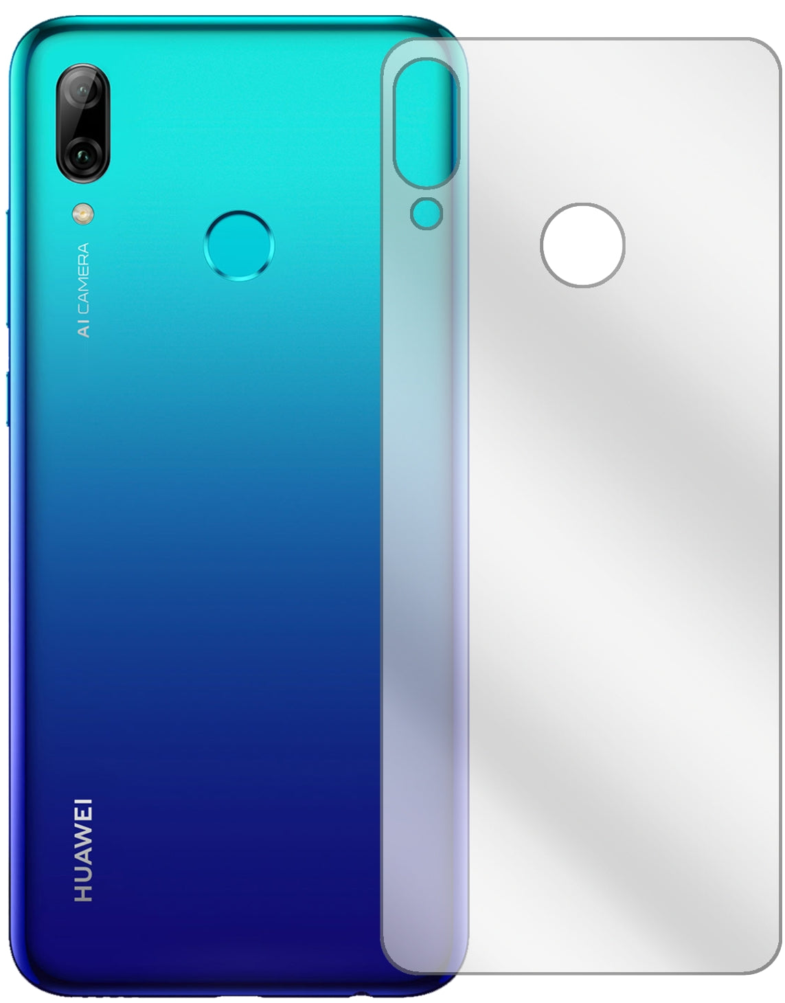 HuaweiEnjoy 9S Rückseite mit aufgebrachter dipos Displayschutzfolie, glasklare Darstellung ohne Einschränkungen