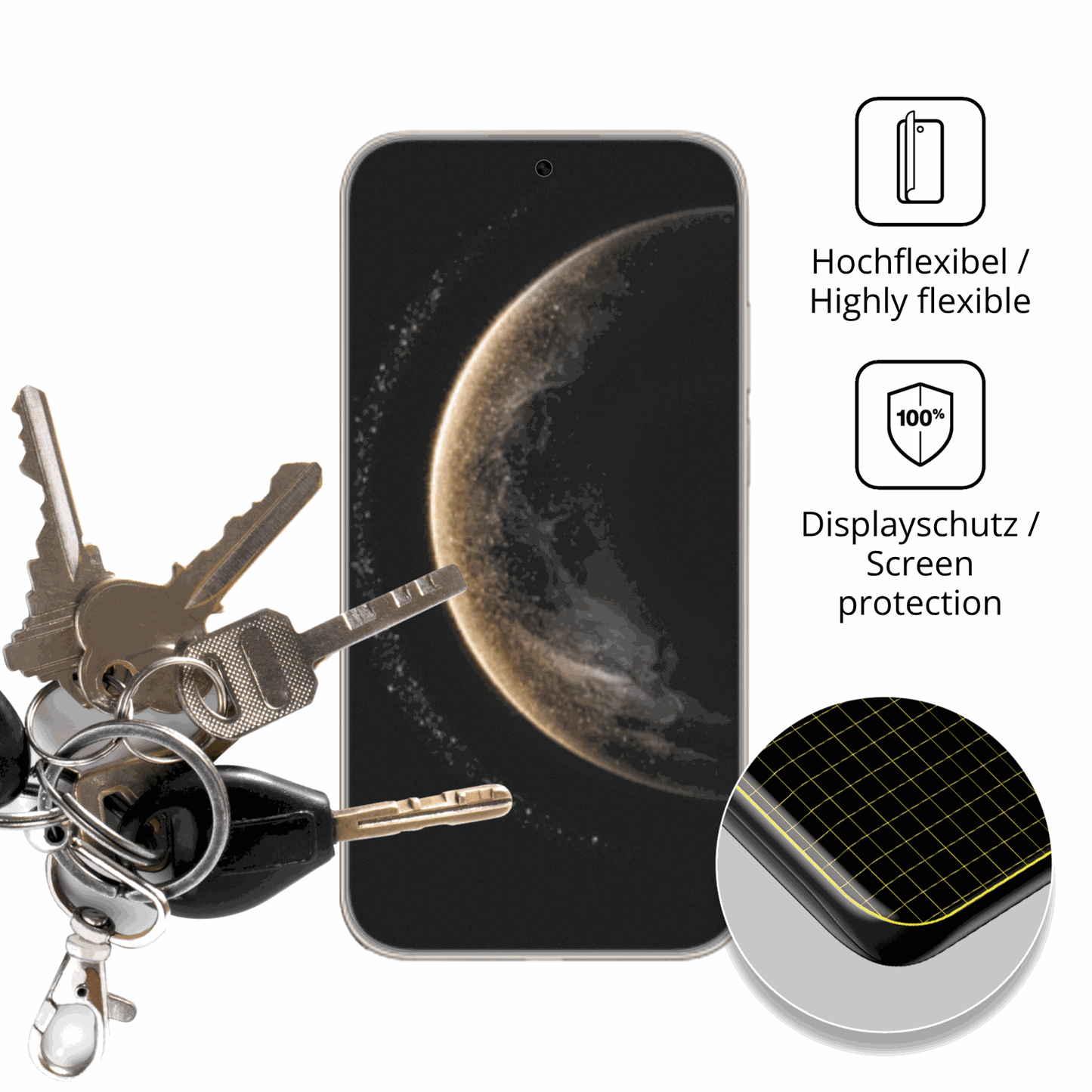 dipos Displayschutz für huaweimate 70 air, transparente Oberfläche, perfekte Passform auch für die Rundungen