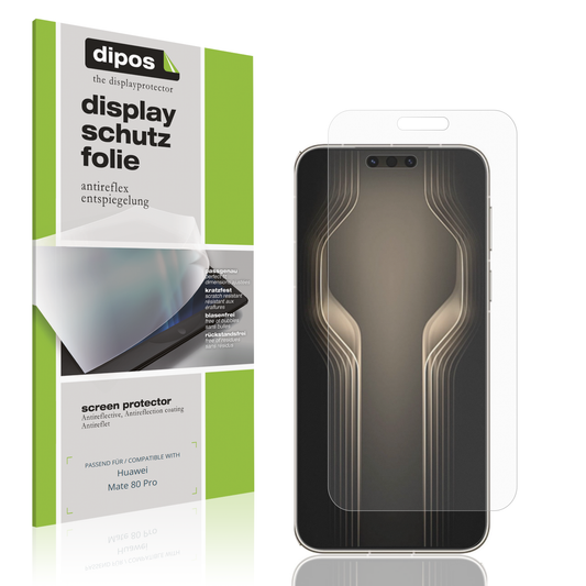 Matte Displayschutzfolie von dipos passend für huaweimate 80 pro, präziser Zuschnitt und blasenfrei montiert