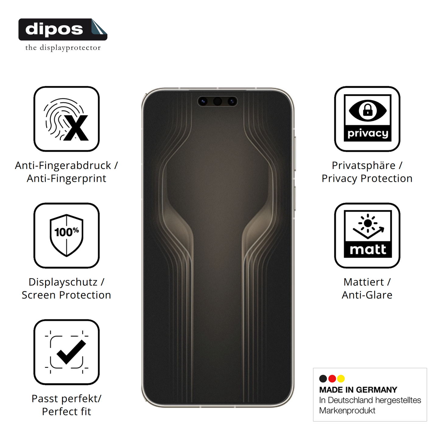 Privatsphäre-Schutz durch Sichtschutz-Folie passend zugeschnitten für huaweimate 80 pro