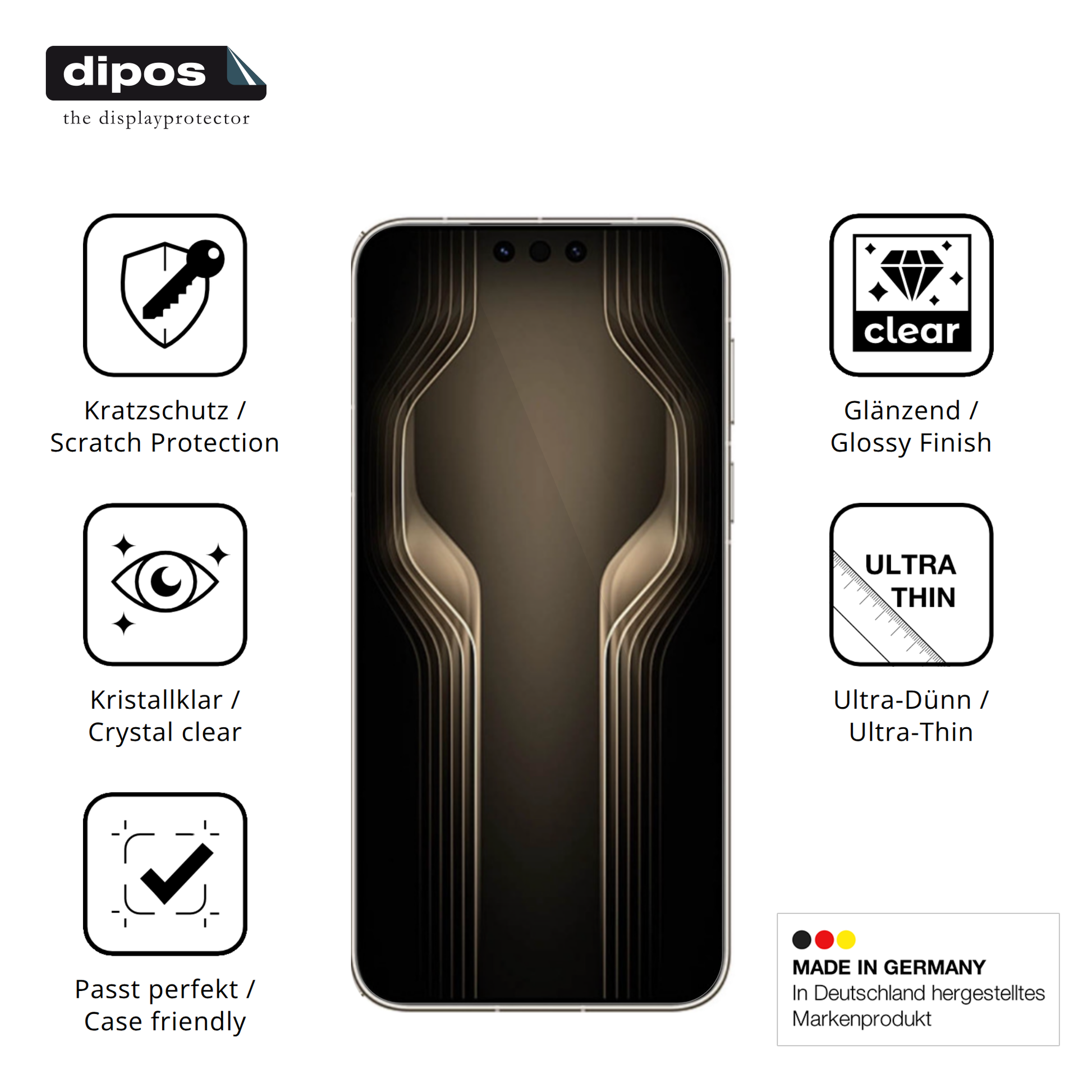Displayschutz hergestellt in Deutschland, höchste Qualität made in Germany