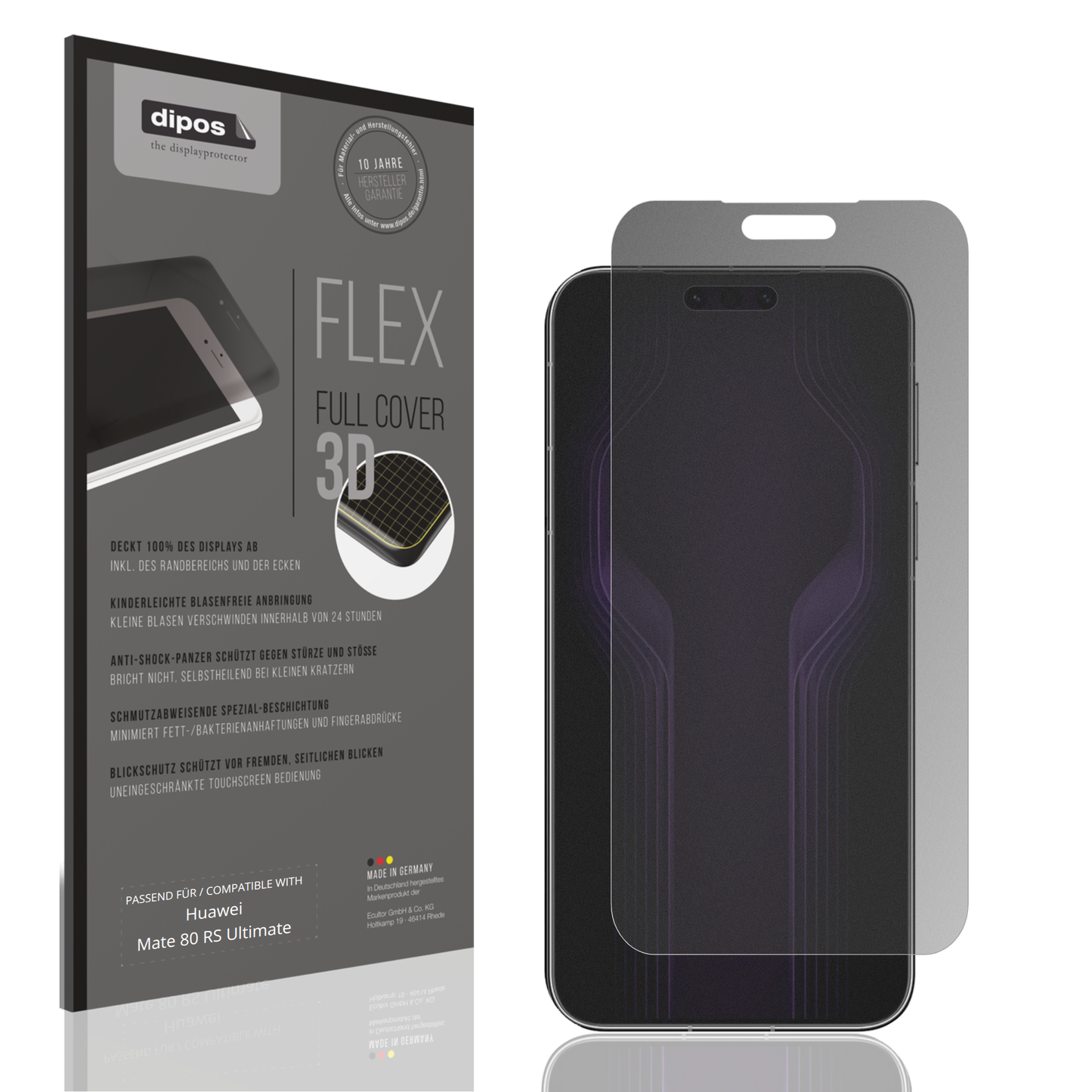 Blickschutzfolie von dipos passend für Huawei Mate 80 RS Ultimate, 100% Displayabdeckung und blasenfreie Montage