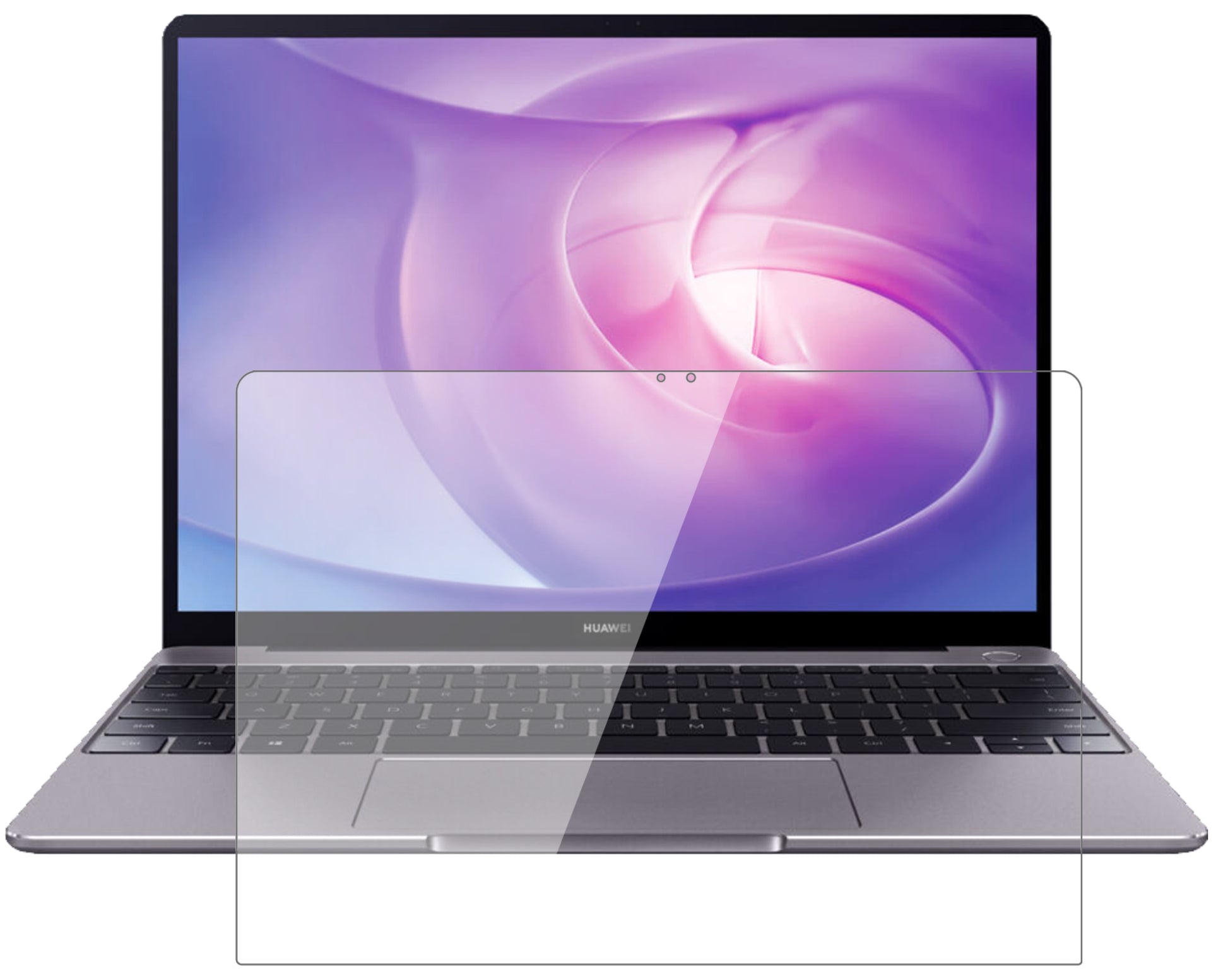 HuaweiMatebook 13 mit aufgebrachter dipos Flex Schutzfolie, glasklare Darstellung ohne Einschränkungen