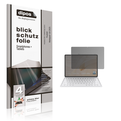 Blickschutzfolie von dipos passend für huaweimatepad 12x 2025, präziser Zuschnitt und blasenfrei montiert