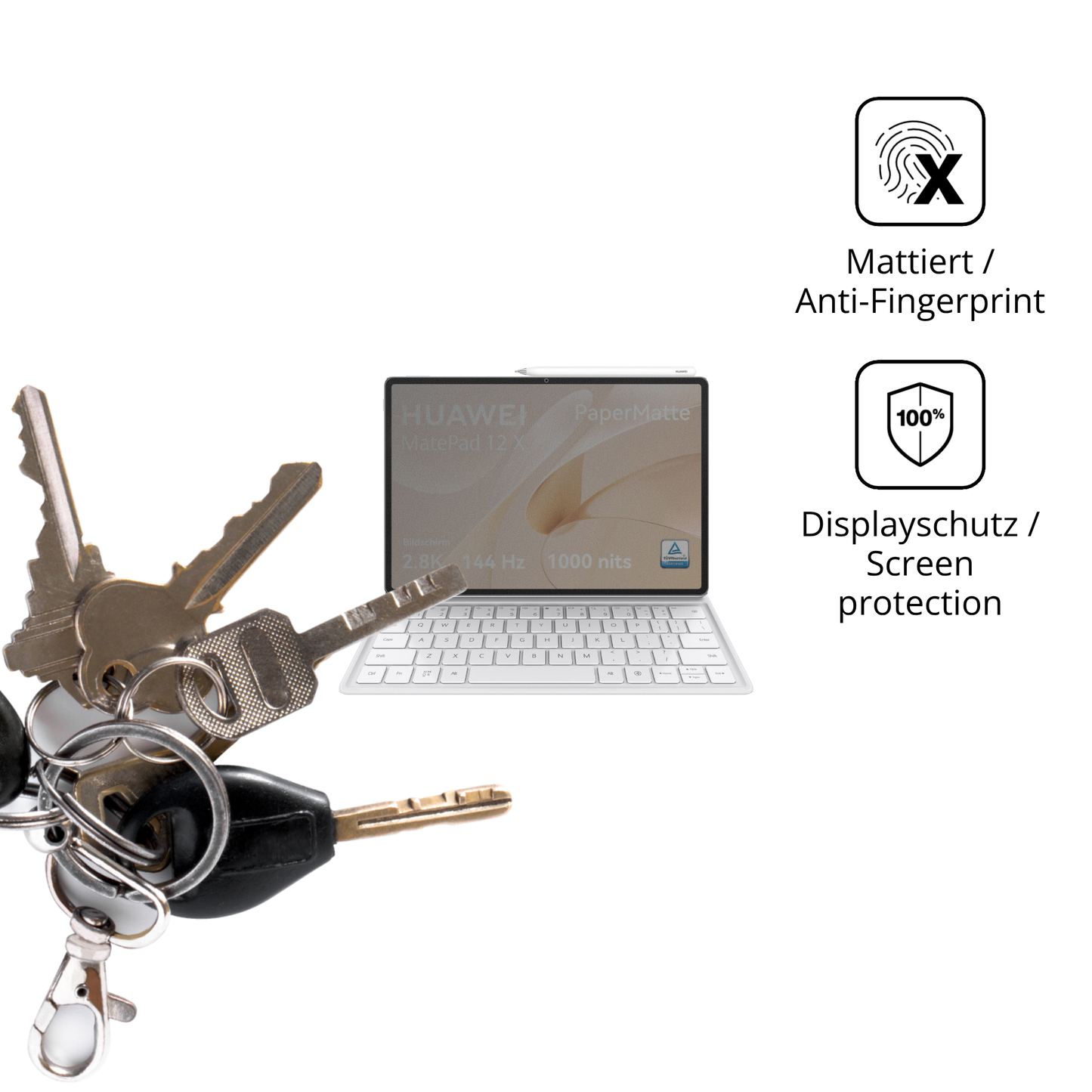 dipos Displayschutz für huaweimatepad 12x 2025, mattierte Oberfläche, Blickschutzfilter und perfekter Passform
