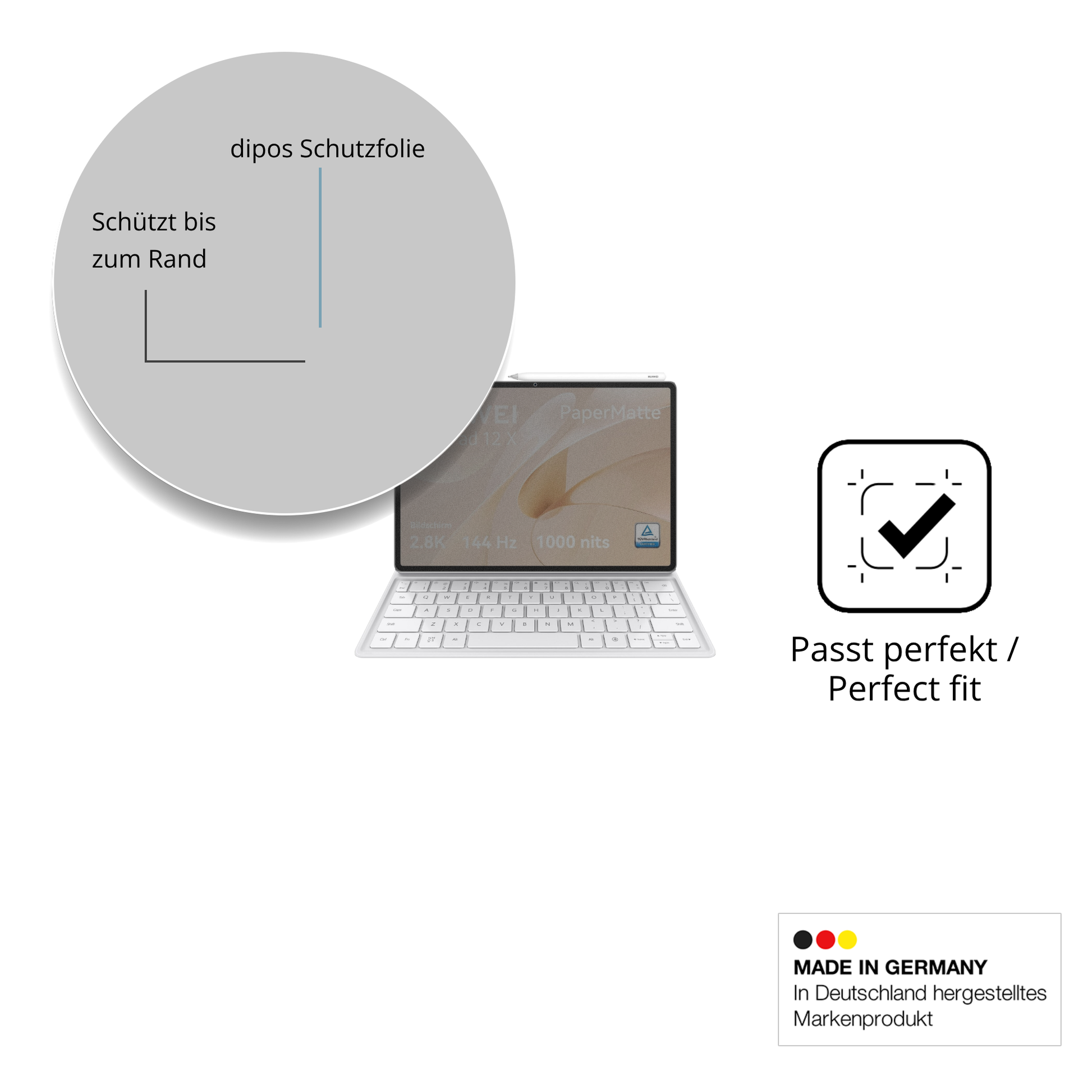 Schutz gegen Kratzer auf dem huaweimatepad 12x 2025 Glas durch Schlüssel oder Ähnliches