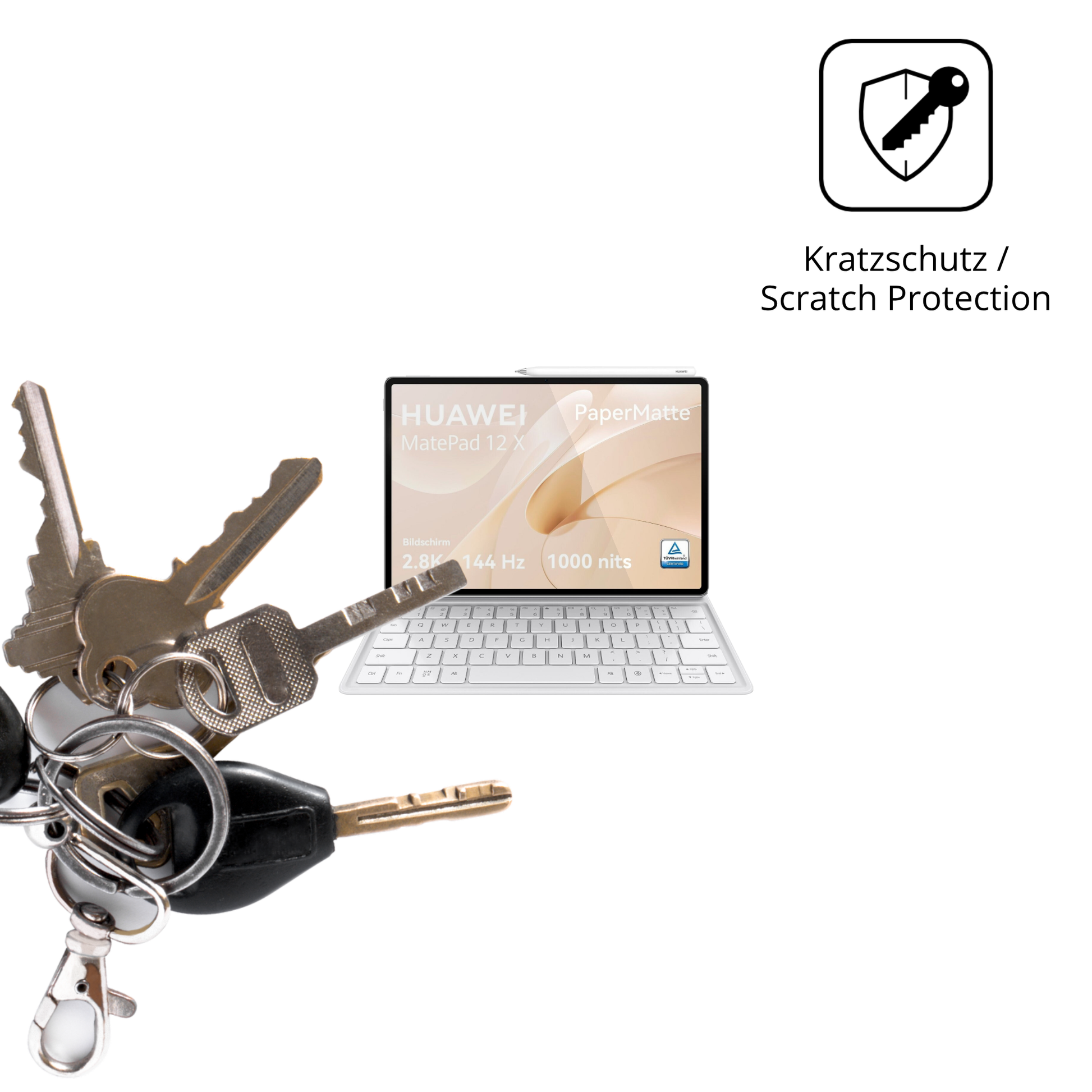 Schutz gegen Kratzer auf dem huaweimatepad 12x 2025 Glas durch Schlüssel oder Ähnliches