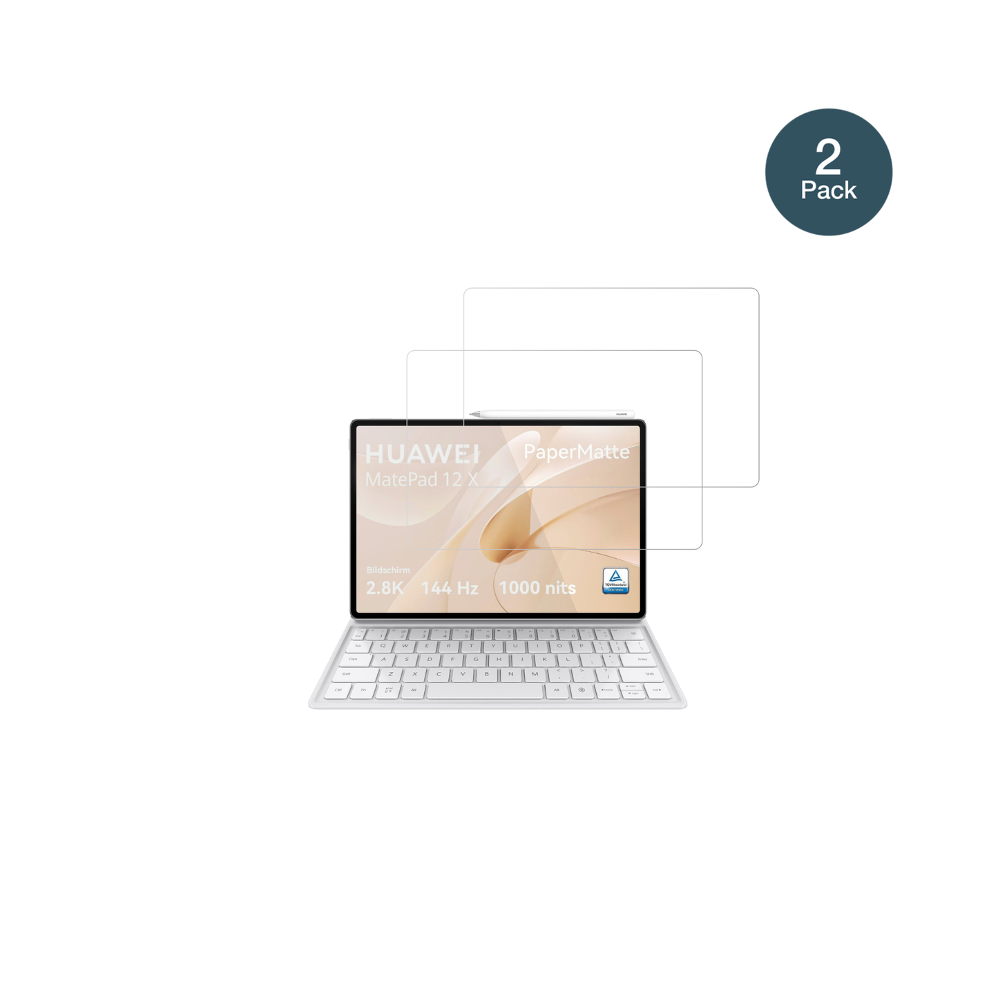 huaweimatepad 12x 2025 mit aufgebrachter dipos Flex Schutzfolie, glasklare Darstellung ohne Einschränkungen
