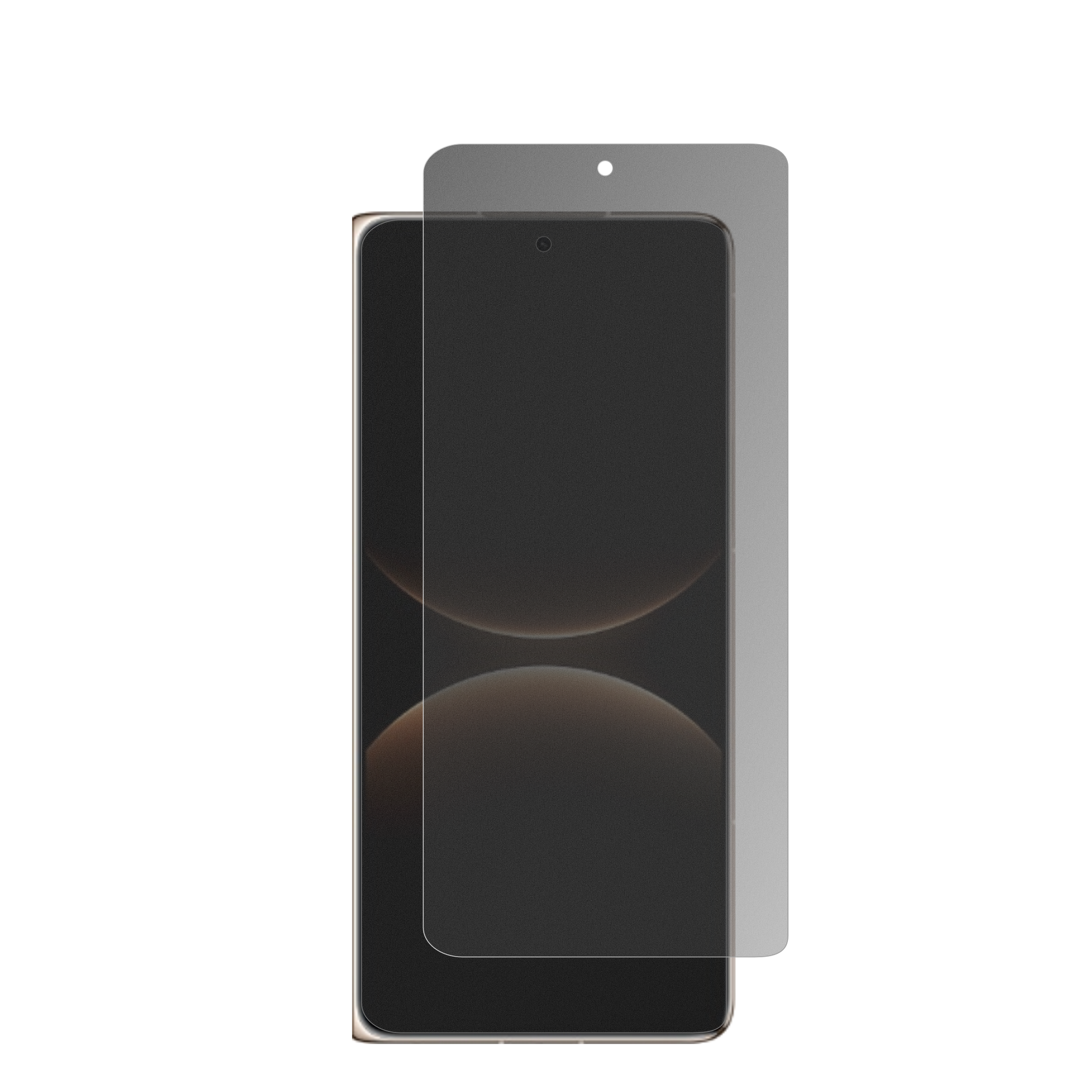 HuaweiMate X7 Aussenseite mit aufgebrachter dipos Flex Schutzfolie, die seitliche Einblicke blockiert