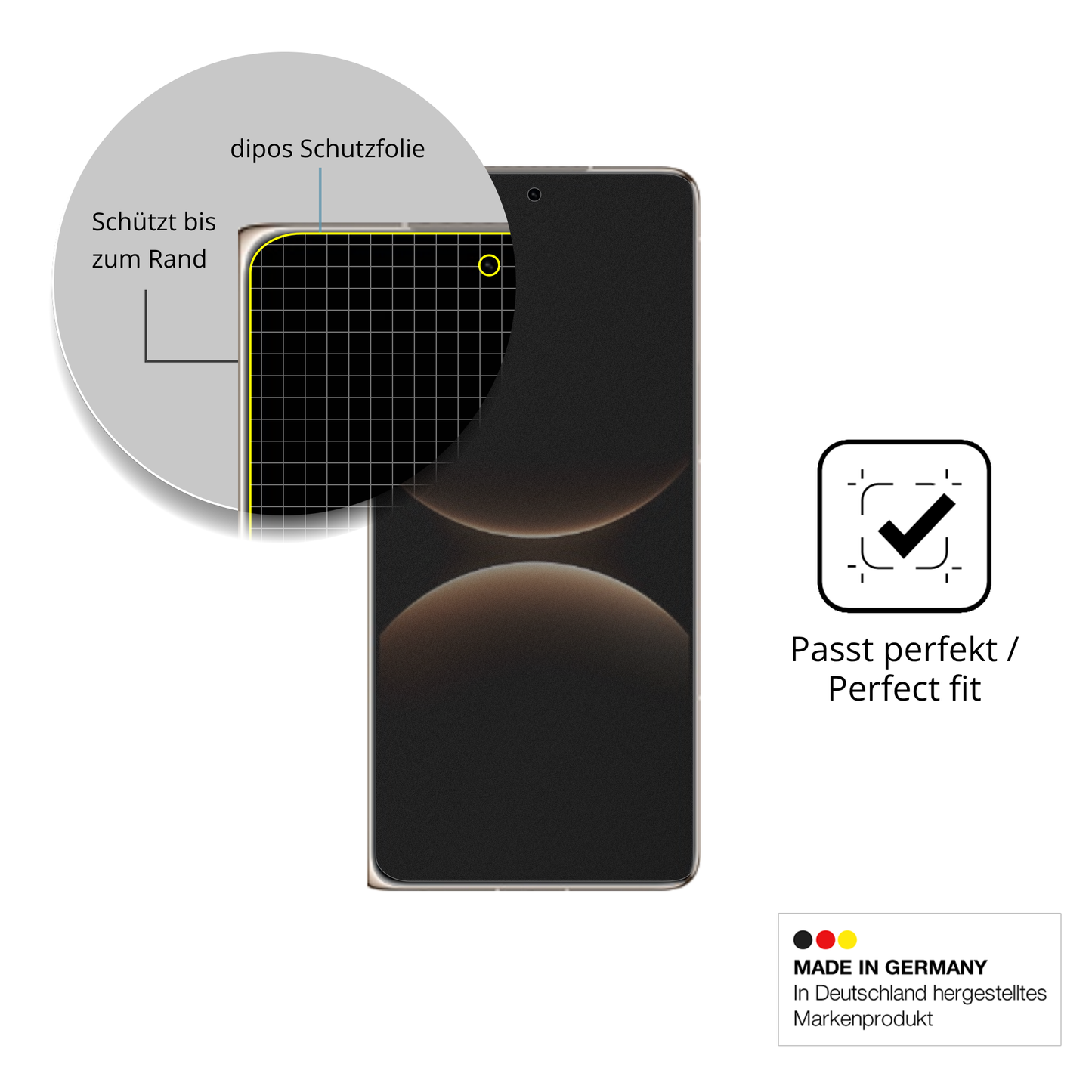 Schutz gegen Kratzer auf dem Huawei Mate X7 Aussenseite Glas durch Schlüssel, Stöße gegen die Tischkante oder Stürze