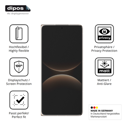 Flexible TPU-Folie passend zugeschnitten für Huawei Mate X7 Aussenseite, mit Privatsphäre-Schutz durch Sichtschutz-Folie