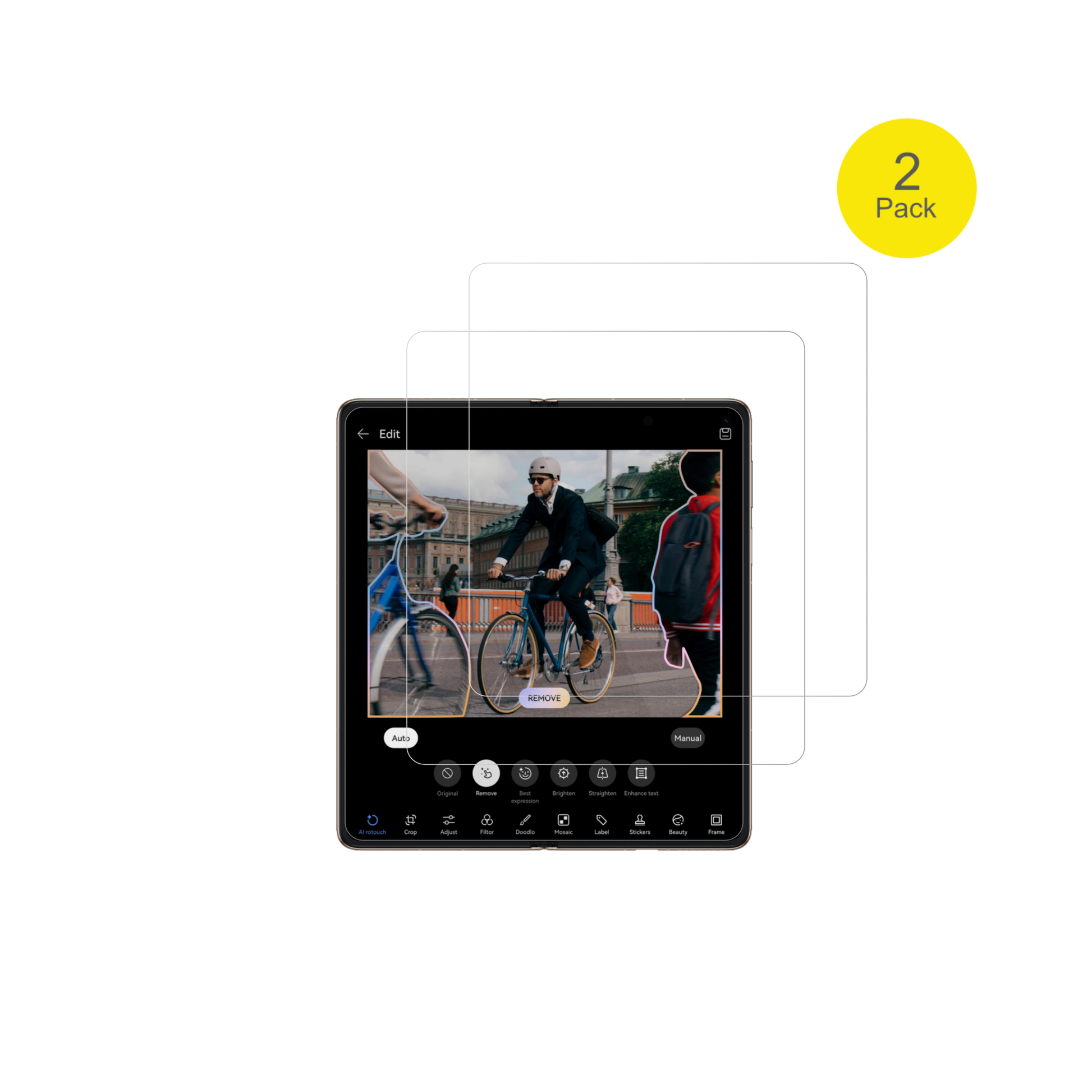 HuaweiMate X7 Innenseite mit aufgebrachter dipos Displayschutzfolie, glasklare Darstellung ohne Einschränkungen