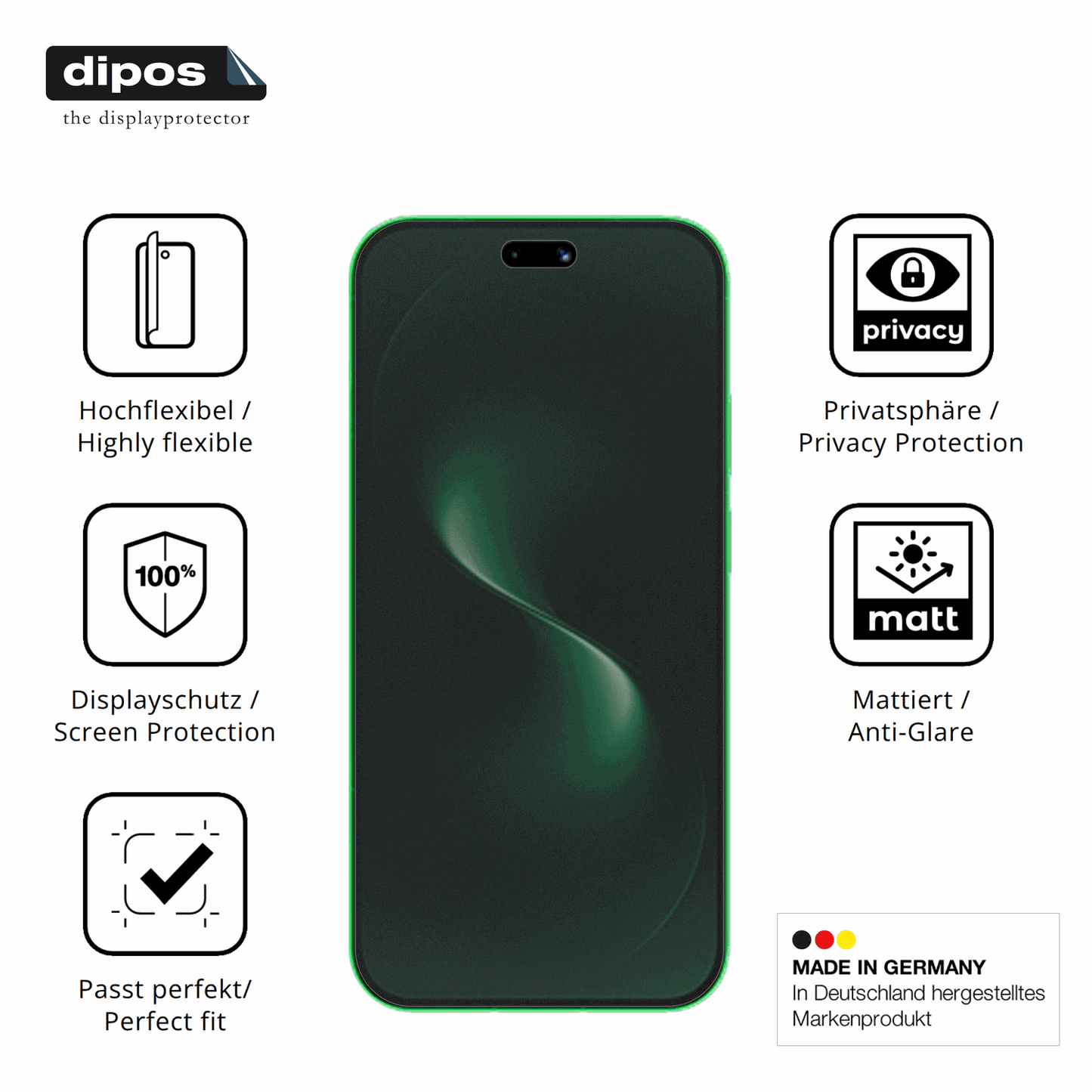 Flexible TPU-Folie passend zugeschnitten für Huawei Nova 15 Ultra, mit Privatsphäre-Schutz durch Sichtschutz-Folie