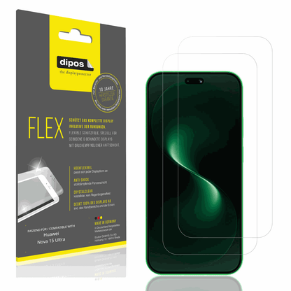 Klare Displayschutzfolie von dipos passend für Huawei Nova 15 Ultra, 100% Displayabdeckung und blasenfreie Montage