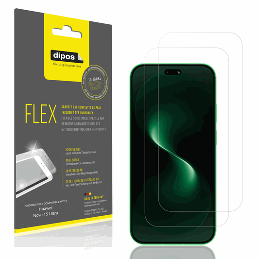 Klare Displayschutzfolie von dipos passend für Huawei Nova 15 Ultra, 100% Displayabdeckung und blasenfreie Montage