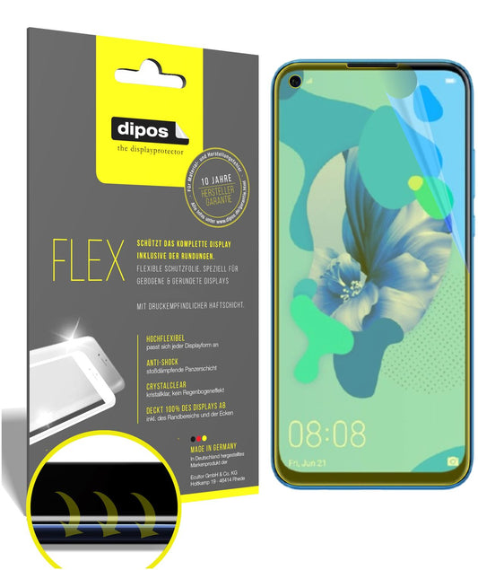 Klare Displayschutzfolie von dipos passend für Huawei nova 5, 100% Displayabdeckung und blasenfreie Montage