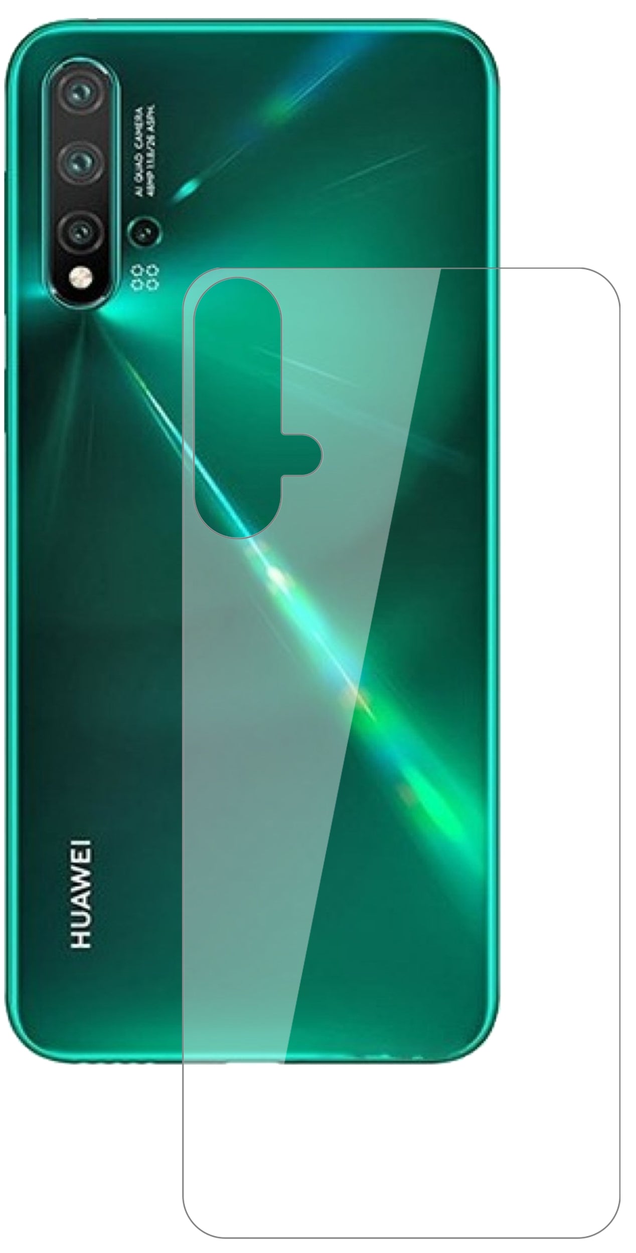 Huaweinova 5 Pro Rückseite mit aufgebrachter dipos Flex Schutzfolie, glasklare Darstellung ohne Einschränkungen