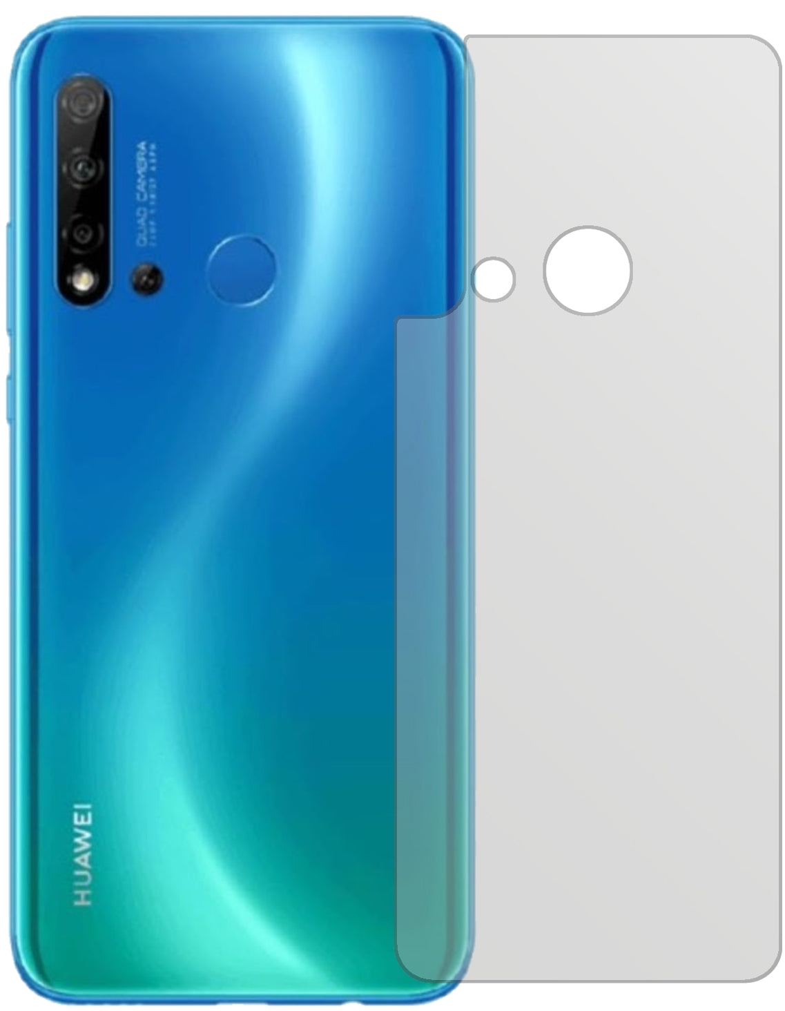 Huaweinova 5 Rückseite mit aufgebrachter dipos Displayschutzfolie, die lästige Fingerabdrücke minimiert