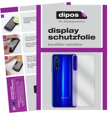 Klare Displayschutzfolie von dipos passend für Honor 20S Rückseite, präziser Zuschnitt und blasenfrei montiert